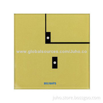 New Crystal PG Touch Light Switch, 2-Gang Golden Glass and Touchscreen with LED Indicator